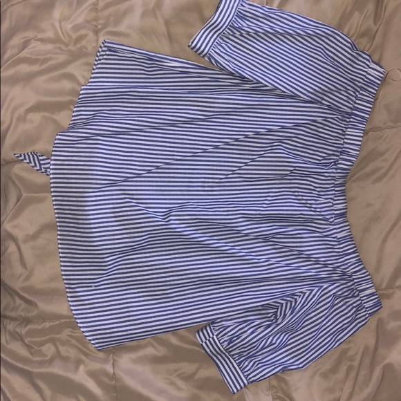 Strapless button down striped shirt - Picture 2 of 3